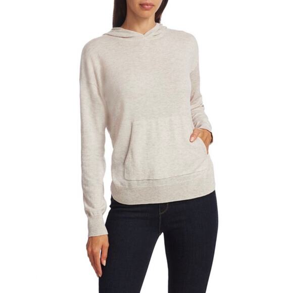 Theory Sweaters - Theory Wool Blend Oatmeal Beige Aria Knit Hooded Pullover Sweater Large